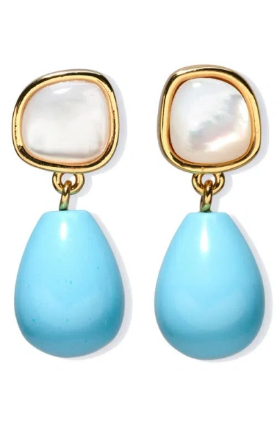 Lizzie Fortunato Rock Pool Drop Earrings In Turquoise