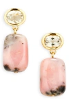 Lizzie Fortunato Rosado Pink Opal & Amethyst Drop Earrings In Gold