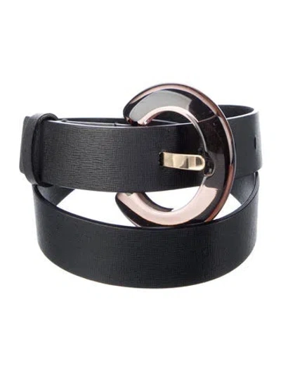 Pre-owned Lizzie Fortunato Saffiano Leather Belt In Black