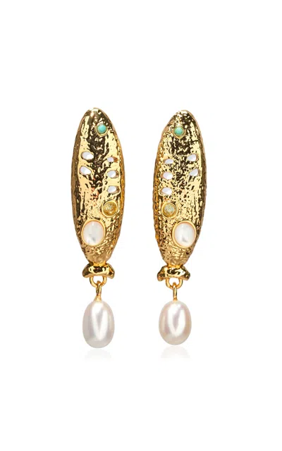 Lizzie Fortunato Sardina Pearl Earrings In Gold