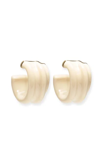Lizzie Fortunato Sculpted Resin Hoop Earrings In White