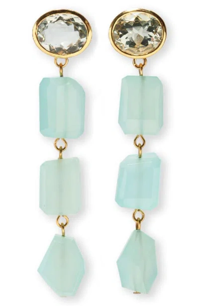 Lizzie Fortunato Sea Grass Linear Drop Earrings In Green Amethyst