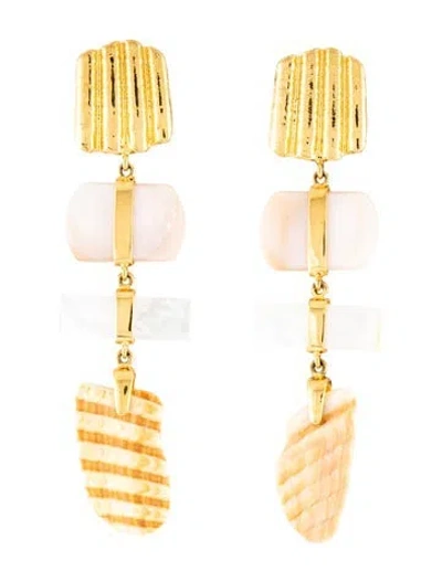 Pre-owned Lizzie Fortunato Shell & Mother-of-pearl Botticelli Drop Earrings In Multi