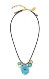 Lizzie Fortunato Shibori Flower Necklace In Blue