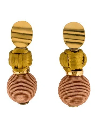 Pre-owned Lizzie Fortunato Silk Cord 'comporta Cool' Drop Earrings In Gold/pink