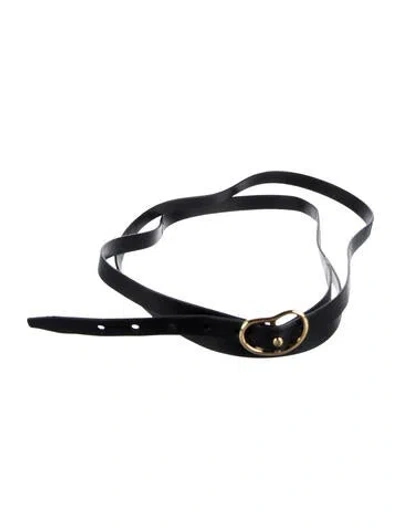 Pre-owned Lizzie Fortunato Skinny Leather Belt In Black