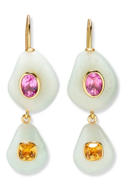 Lizzie Fortunato Stacked Stone Drop Earrings In Amazonite
