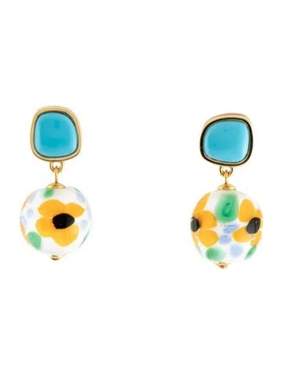 Pre-owned Lizzie Fortunato Stone & Glass Kado Drop Earrings In Multi