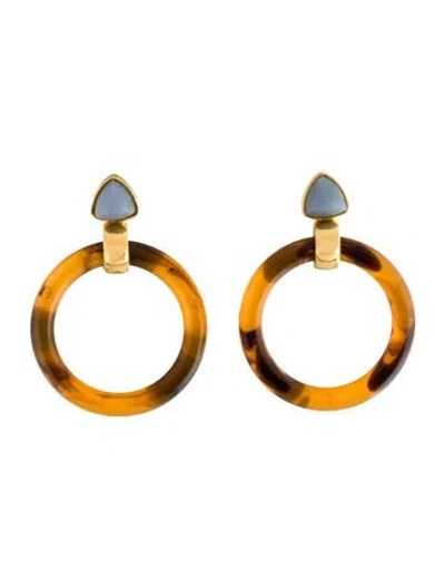 Pre-owned Lizzie Fortunato Stone & Resin Sunset Hoop Drop Earrings