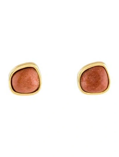 Pre-owned Lizzie Fortunato Stone Bay Stud Earrings In Brown