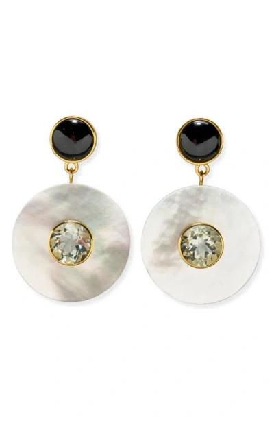 Lizzie Fortunato Taj Mother-of-pearl Disc Drop Earrings