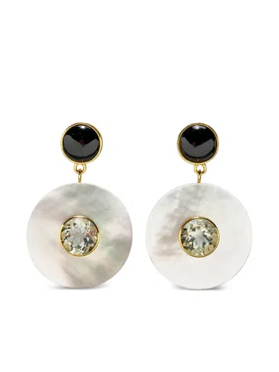 Lizzie Fortunato Taj Mother-of-pearl Disc Earrings In Gold
