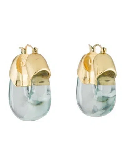 Pre-owned Lizzie Fortunato The Organic Hoop Earrings In Green