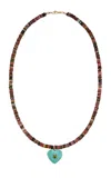 Lizzie Fortunato Tourmaline & Turquoise Heart 14k Gold Charm Necklace In Multi