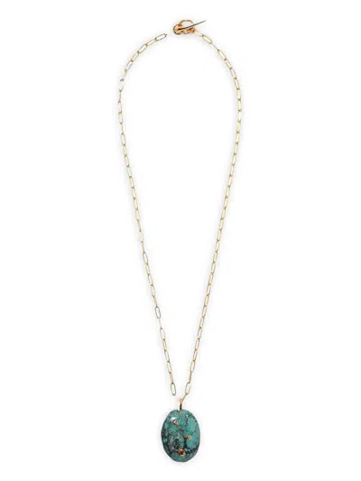 Lizzie Fortunato Turquoise-pendant Necklace In Gold