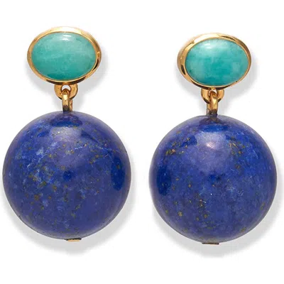 Lizzie Fortunato Umbria Lapis & Amazonite Drop Earrings In Blue