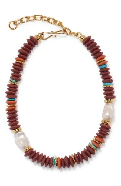 Lizzie Fortunato Umi Disc Bead Necklace In Brown