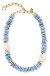 Lizzie Fortunato Umi Disc Bead Necklace In Blue