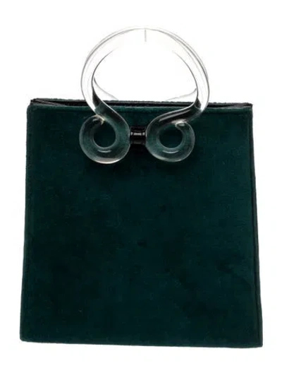 Pre-owned Lizzie Fortunato Velvet Top Handle Bag In Black/blue/clear