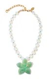 Lizzie Fortunato Vinca Flower Necklace In Green