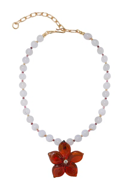 Lizzie Fortunato Vinca Flower Necklace In Ginger