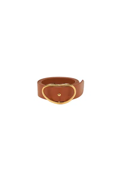 Lizzie Fortunato Wide Georgia Belt In Tan In Brown