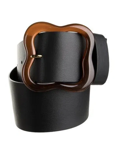 Pre-owned Lizzie Fortunato Wide Leather Belt In Black