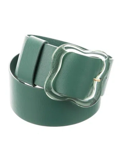 Pre-owned Lizzie Fortunato Wide Leather Waist Belt In Green