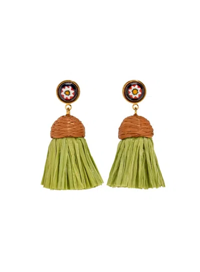 Lizzie Fortunato Women's Raffia Earrings In Floral Palm In Multi