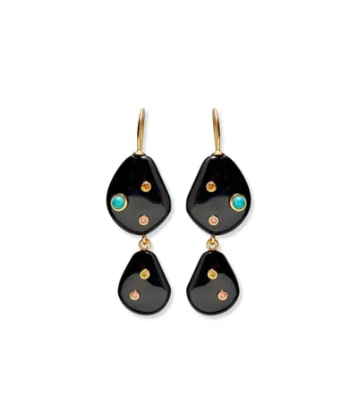 Lizzie Fortunato Women's Stacked Stone Earrings In Black Agate In Multi