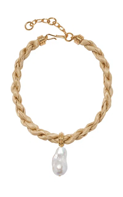 Lizzie Fortunato Woven Collar In Sandbar In Metallic
