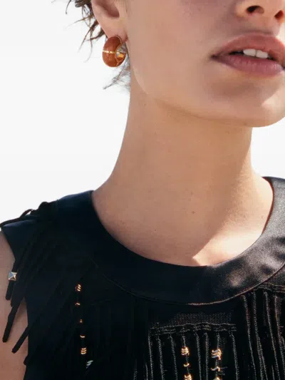 Lizzie Fortunato Zellige Hoop Earrings In Brown