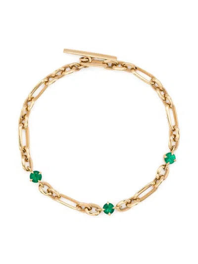 LIZZIE MANDLER FINE JEWELRY 18K YELLOW GOLD EMERALD STATION BRACELET