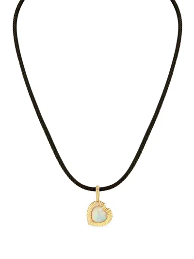 Lizzie Mandler Fine Jewelry 18k Yellow Gold Heart Opal Pendant Necklace