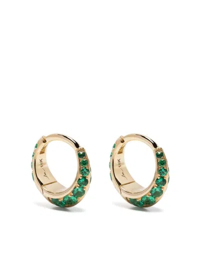 Lizzie Mandler Fine Jewelry 18k Yellow Gold Emerald Crescent Hoop Earrings