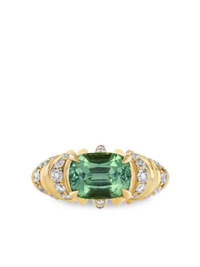 Lizzie Mandler Fine Jewelry 18k Yellow Gold One Of A Kind Diamond And Emerald Ring