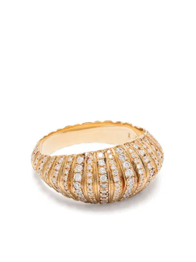 LIZZIE MANDLER FINE JEWELRY 18KT YELLOW GOLD XL FLUTED CRESCENT DIAMOND RING
