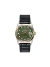 Lizzie Mandler Fine Jewelry Reworked Vintage Stainless Steel Rolex Datejust Watch In Green