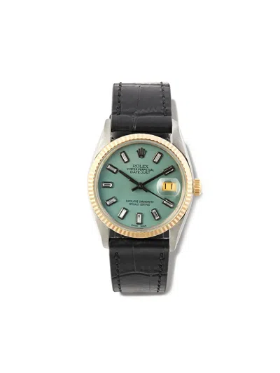 Pre-owned Lizzie Mandler Fine Jewelry  Customised Rolex Datejust In Blue