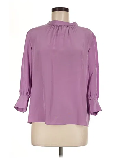 Pre-owned Lk Bennett 3/4 Sleeve Silk Top Purple Mock Neckline Tops