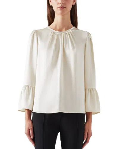 Lk Bennett Agnes Woven Top In Neutral