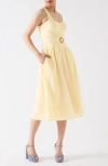 Lk Bennett Alessia Bustier Fit & Flare Dress In Yellow