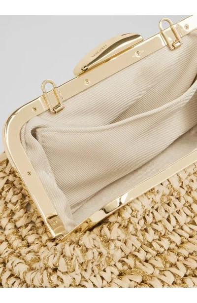 Lk Bennett Alexa Frame Clutch In Cream/gold