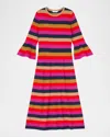 Lk Bennett Alice Shimmer Striped Knit Midi Dress In Red Multi