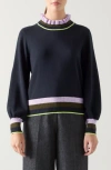 Lk Bennett Alina Stripe Mock Neck Sweater In Multi
