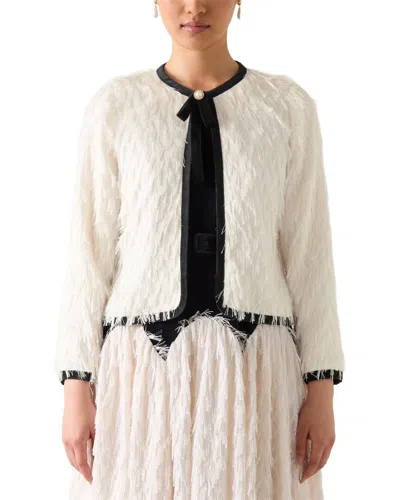 Lk Bennett Allegra Tie Neck Contrast Trim Jacket In White