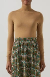 Lk Bennett Womens Mul-pink Allie Turtleneck Metallic-knit Jumper In Camel