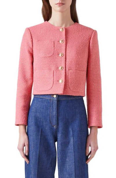 Lk Bennett Allie Tweed Jacket In Blush