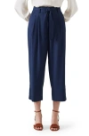 Lk Bennett Almeida Tie Waist Crop Pants In Navy