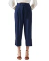 Lk Bennett Almeida Tie Waist Crop Pants In Blue